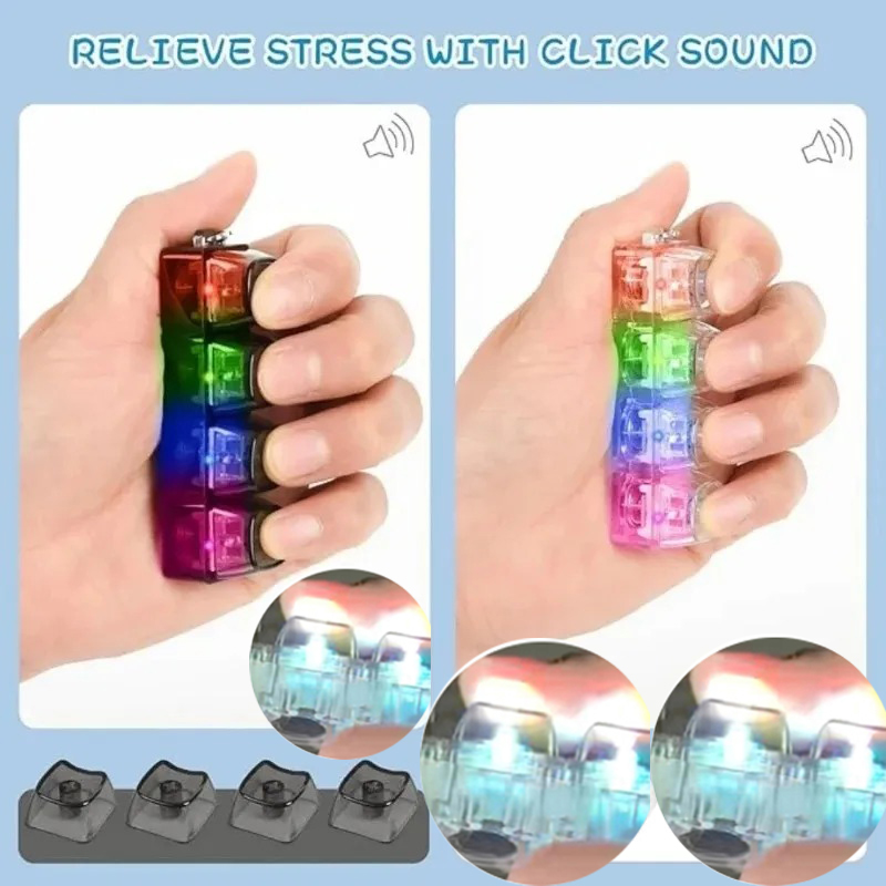 Electronics Gadgets For Kids - LED キーボードキーホルダー フィジェットトイ クリスタルクリッカー 感覚玩具 ストレス解消用