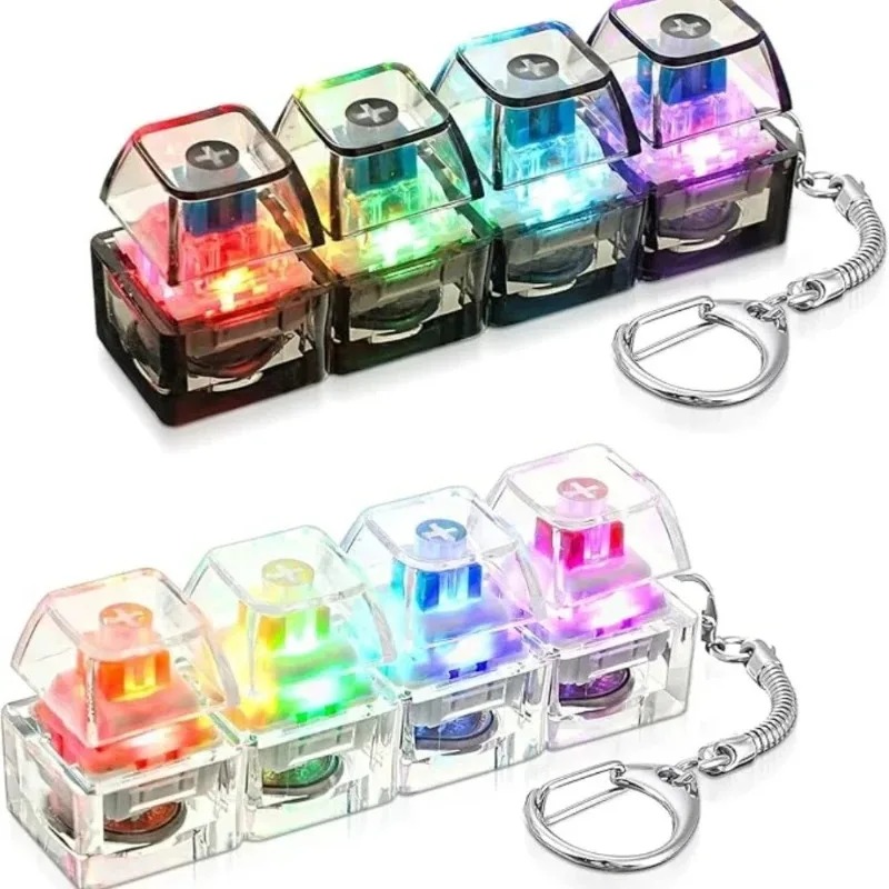 Electronics Gadgets For Kids - LEDキーボードキーチェーン フィジェットトイ クリスタルクリッカー ストレス解消用感覚玩具 大人と子供向けキーボードキーチェーン フィジェットガジェット。