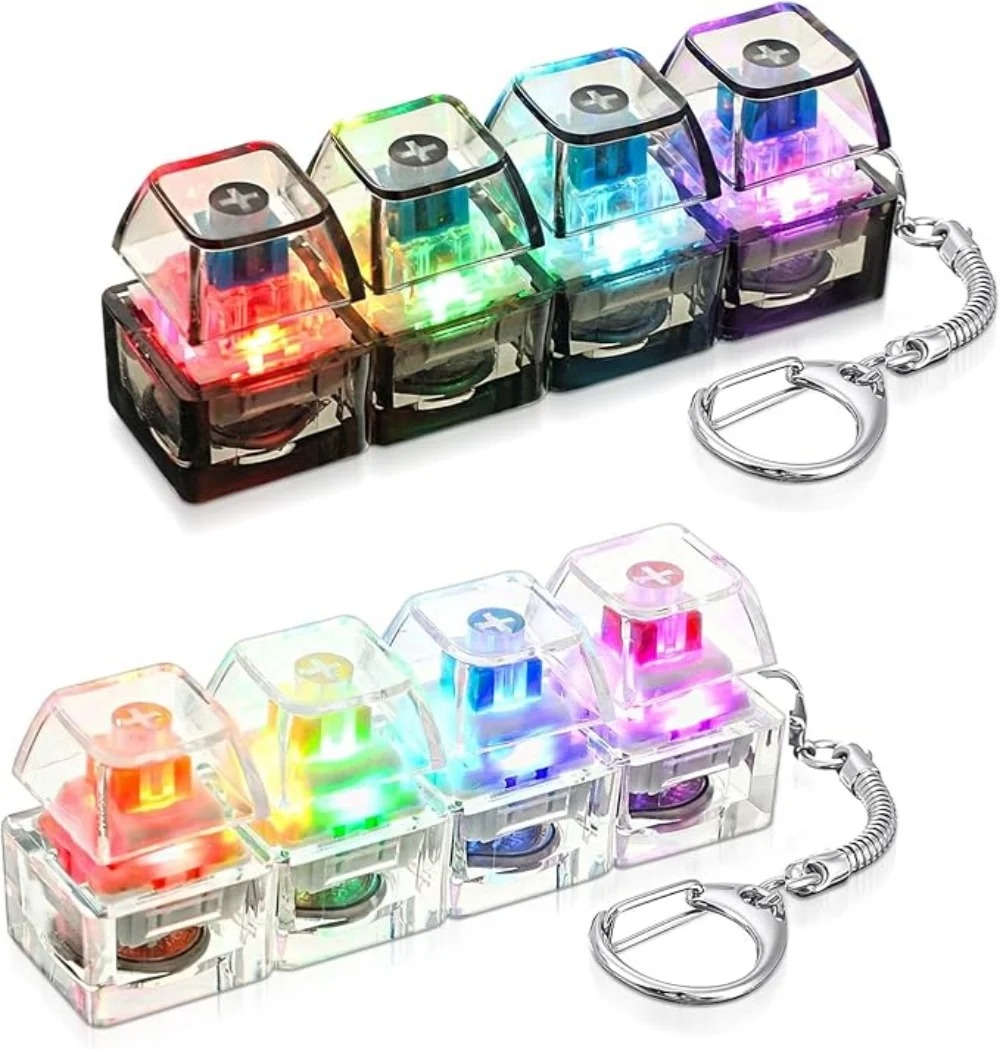 Electronics Gadgets For Kids - フィジェットトイ LEDキーボードキーチェーン クリスタルクリッカー ストレス解消用感覚玩具 キーボードキーチェーン フィジェットガジェット