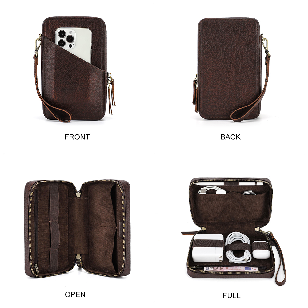 本革のポータブルUSBデータケーブル,収納バッグ,電子機器ケ - Electronics Gadgets Bag のレビューと価格